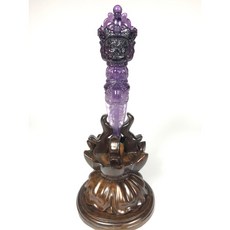 精雕紫羅蘭紫水晶金剛杵 佛教法器 居家擺飾