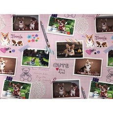 柯基犬 數位印刷厚帆布, 粉, 詳見包裝
