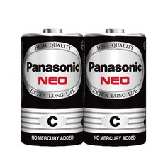 Panasonic 國際牌 NEO 黑色錳乾電池 碳鋅電池 (2號2顆入) - 持久電力，環保材質，適用多種設備, 1套裝, 2個裝