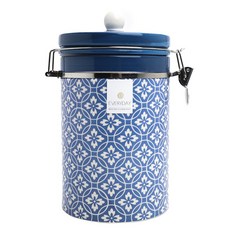 BOSTON WAREHOUSE 圖案鉸鏈式玻璃罐 藍色+白色 22.8cm, 1個