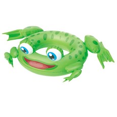 Bestway 海洋派對充氣泳圈36059B，兒童游泳圈，可愛青蛙造型，安全無毒材質，輕巧便攜, 藍色+綠色+紅色