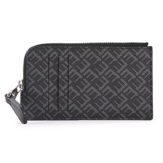 dunhill Signature 滿版LOGO塗層帆布卡夾零錢包-黑色