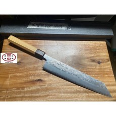 雙中鐵店1928 高橋楠 一刀齋虎徹作 銀三 梨地 切付劍型牛刀 (210/240mm) 青森檜木八角柄