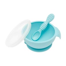 美國 Bumkins 寶寶矽膠餐碗組（多色可選）可微波、蒸、烤箱、洗碗機 不易生霉, 水藍