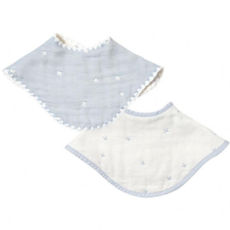 10mois 六層紗拍嗝巾圍兜 十字星彩 天空藍 - 寶寶圍兜/拍嗝巾，柔軟舒適，吸水性強, 夢幻粉+天空藍