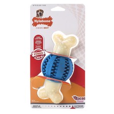 Nylabone 培根口味寵物潔牙骨玩具 適合16kg以下, 1個, 藍色