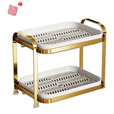 桌上型茶杯碗盤瀝水架, 1組, 金色