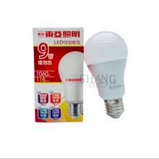 東亞 9W LED 球泡燈 節能燈泡 球型燈泡, 黃光