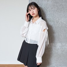 LOVETOXIC 女童款短版蝴蝶結長袖襯衫+內搭細肩帶背心套裝