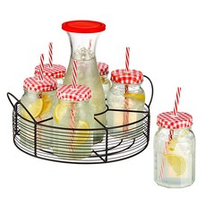 ARTLAND 方格布飲料盒套組，帶玻璃水瓶整理器/多功能擱板