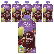 Plum organics 兒童果泥, 梨子紫胡蘿蔔藍莓口味, 113g, 6包