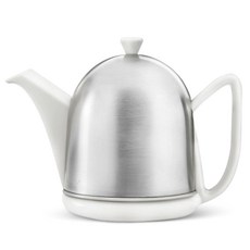 Bredemeijer 陶瓷曼托茶壺 1L, 彈簧白+不銹鋼