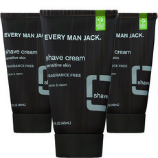 EVERY MAN JACK 敏感肌膚適用刮鬍膏 無香款, 3個, 45ml