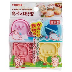 TORUNE 吐司造型塑膠壓模 (4入/日本製), 粉紅色