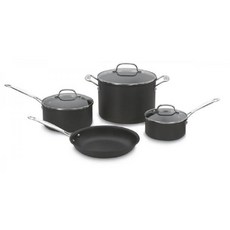 Cuisinart 美膳雅 Chef經典不沾鍋具 4件組, 煎鍋 25.4cm + 平底鍋 1.4L + 平底鍋 2.8L + 湯鍋 7.6L, 黑色