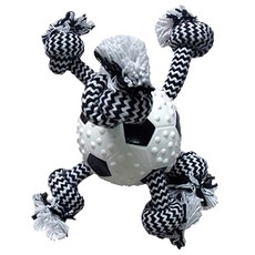 multipet 繩結橡膠足球寵物玩具 8.9cm, 1個, 足球