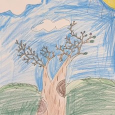 Vannesa個人創作小舖 兒童塗鴉白雲藍天和大樹，童趣畫作，激發想像力, 詳見包裝