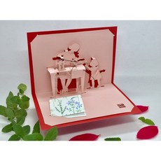 吉妮雜貨 母親節手作立體卡片材料包 (男孩/女孩版) DIY手工感恩節禮物, 女孩, 女孩, 1個