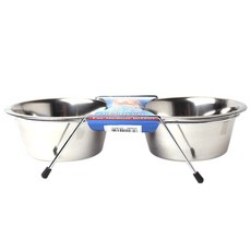 Indipets 不銹鋼雙人晚餐寵物餐具, 1個, 銀