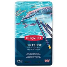 Derwent 達爾文水墨色鉛筆12色組，水溶性彩色鉛筆，色彩鮮明，適合繪畫創作, 詳見包裝, 1個, 12色