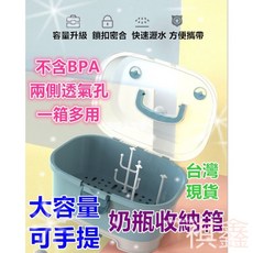 多功能奶瓶瀝水收納盒, 大象灰 (5支架.兩透氣孔)  現貨, 主機, 蓋子/蓋子, 奶瓶架, 干燥釘, 奶嘴/配件架, 滴水盤, 加高底座, 奶瓶支架