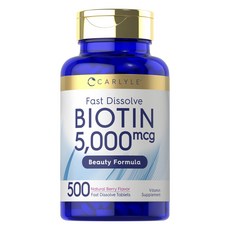 CARLYLE 生物素快速溶解錠 野生莓果口味 5000mcg, 1個, 500顆