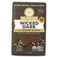 TAZA CHOCOLATE Wicked 95% 黑巧克力烤藜麥不含麩質, 1個, 70g