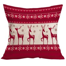 聖誕節風格靠枕套 2入組, 紅色+米色