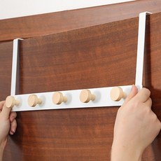 Mabel In Home 簡易安裝 免鑽孔 原木 門後掛架 掛鉤, 白色, 1個