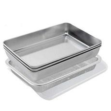 Arnest 不鏽鋼調味盒+不鏽鋼方形濾網組, 1個, 球棒+方盤+蓋子