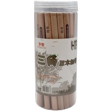 筆樂PENROTE HB粗三角鉛筆36支桶裝 - 三角原木鉛筆，兒童書寫最佳選擇, 1個, 原木