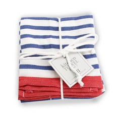 DESIGN IMPORTS 條紋餐巾 2件組, 1個, 藍+紅+白