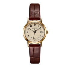 JULIUS 聚利時 韶光流年 皮革壓紋日期顯示窗復古圓型腕錶 JA-1404 (三色)