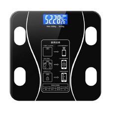 【桔比雜貨舖】藍芽USB充電電子體重計體脂秤，減肥運動BMI健康管理, I現貨I 黑色【下載國際版OKOK】, 1個, 電池款【附4號電池】