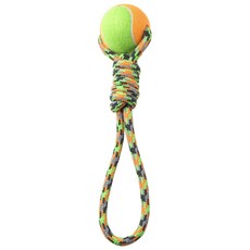 Petrageous designs Fiesta Rope Twisted Tug巨型網球狗狗繩結玩具, 1個, 混色
