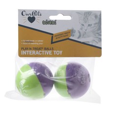 OurPets 玩球互動貓玩具, 2件, 綠色+紫色