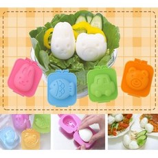 BO雜貨 動物蛋盒-兔熊車魚雞蛋模具 飯糰模型 壽司DIY造型模具 月餅造型模 調理蛋用模具, 小熊+小兔