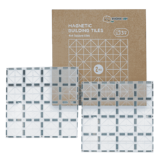 ScienceBaby 磁力片 4x4大正方形透明底板，透明底板設計，激發孩子創造力, 3入