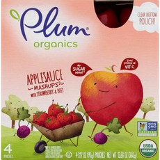Plum organics 蘋果醬 90g, 草莓甜菜口味, 4包