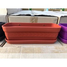綠之源 1呎花槽 小長槽 壁掛式塑膠花盆 附底盤, 紅色, 1個