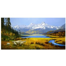 御畫房 天山溪流手繪油畫 60x120cm VF-150, 詳見包裝