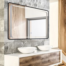 H&R安室家 智能LED觸控燈鏡 ZA0198, 黑色/金色