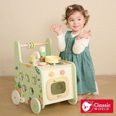 【德國 classic world 客來喜經典木玩】 木樂學步廚房車 10521, 單一規格, 馬卡龍配色