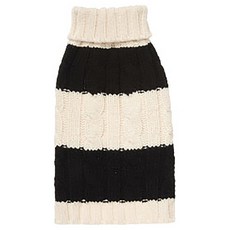 fabdog 狗用條紋毛衣, 白色+黑色