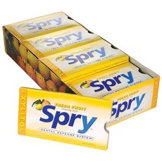 Spry 木醣醇口香糖 新鮮水果味 無糖 無麩質, 1份, 10.8g