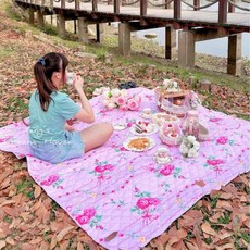 法式玫瑰蝴蝶結雙面防水墊, 粉色