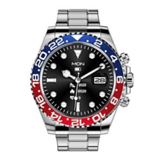 不鏽鋼 藍牙智能手錶 (簡訊/LINE/來電通知/運動模式/心率偵測), 藍紅色, 4.3cm, 藍牙