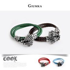 GIUMKA編織皮革手環手鍊刻字 白鋼骷髏魔手MH08059個性潮男手鏈 多色任選