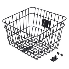 經典鋼絲自行車籃 M號, 1個, 黑色