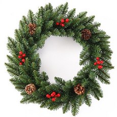 夢幻聖誕花圈30公分 台灣現貨 耶誕花圈 北歐聖誕節裝飾品, 綠色、紅色, 1個
